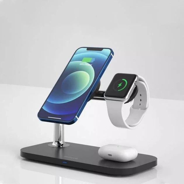 Бездротовий зарядний пристрій Proove Magnetic Field 3 in 1 iPhone AirPods Apple Watch Wireless Magnetic Charging Bracket 15W Black