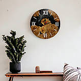 Годинник на стіну з натурального дерева (кап тополі) з епоксидною смолою, діаметр 35см, фото 2