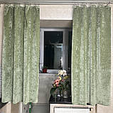 Зелені короткі штори. Оливкові штори. Штори до підвіконня. Готові штори в кухню., фото 8