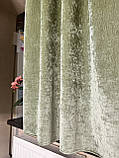 Зелені короткі штори. Оливкові штори. Штори до підвіконня. Готові штори в кухню., фото 5