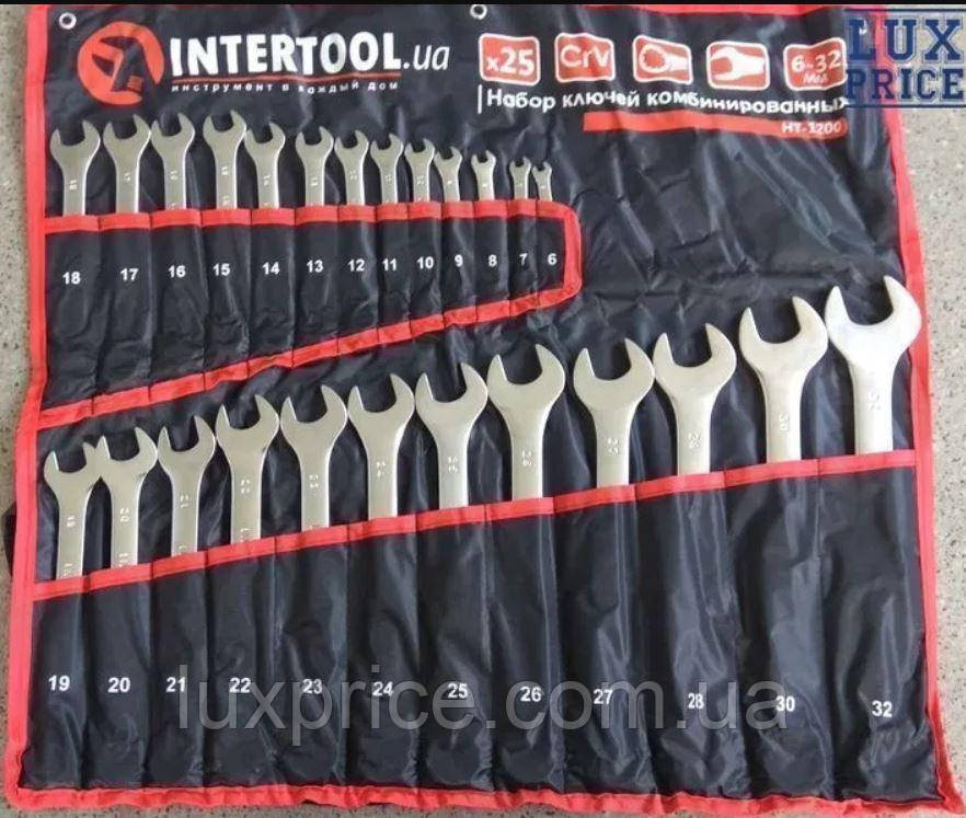 Набір ключів комбінованих, 25 шт (чохол) 6-32 мм CrV INTERTOOL HT-1200 Luxprice, фото 1