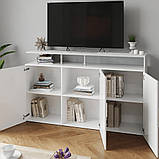 Тридверний комод під телевізор з широкою полицею в залі, сучасна тв тумба на 6 відділень у вітальню, фото 2