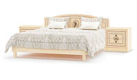 Кровать двуспальная с 2-мя тумбочками Мебель Сервис Флорис 160х200 см Клен с ламелями EM, код: 2350100