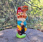 Садовий Декор Гном "Welcome" з лопатой на мухоморі 41 см кераміка