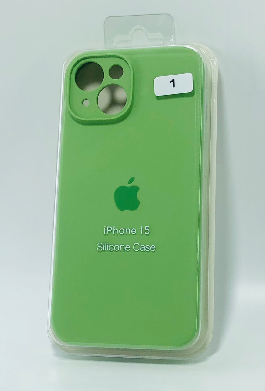 Чохол силіконовий для телефону iPhone 15 Silicone Case Orig FULL Camera №1 green 4you