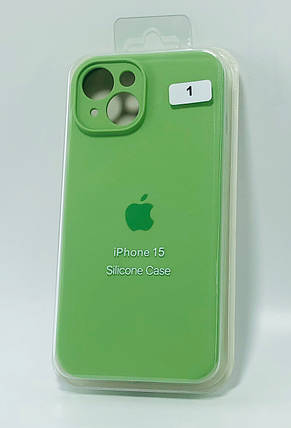 Чохол силіконовий для телефону iPhone 15 Silicone Case Orig FULL Camera №1 green 4you, фото 1