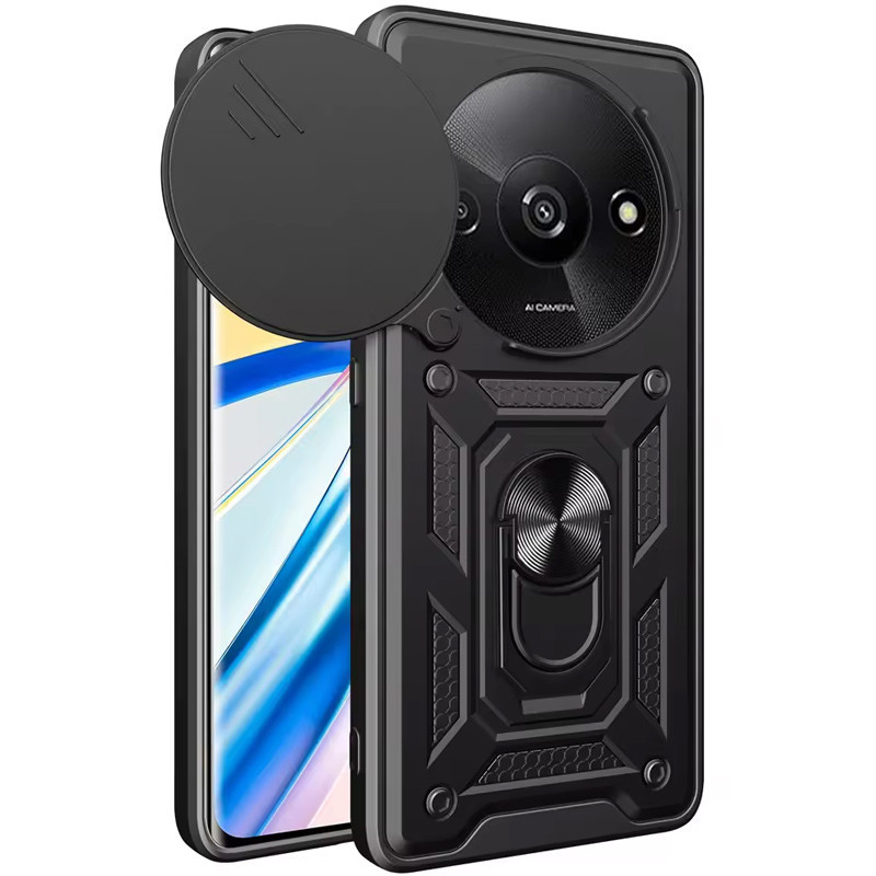 Протиударний чохол Camshield Serge Ring для Xiaomi Redmi A3 | Броньований з кільцем-підставкою Чорний, фото 1