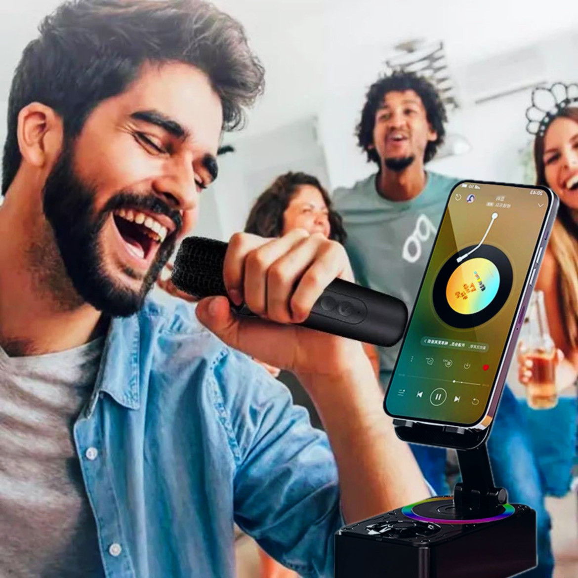 Тримач телефона з мікрофоном, колонкою K18 Bluetooth AND Складана підставка з бездротовою зарядкою K 18
