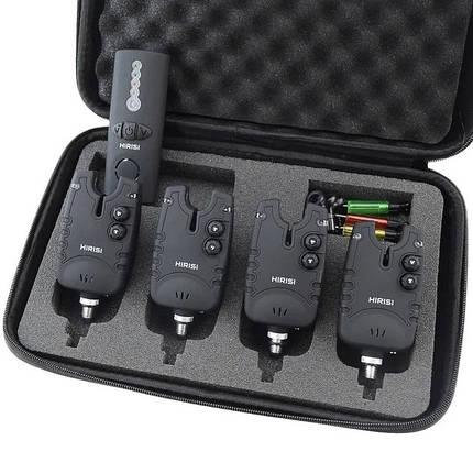 Комплект сигналізаторів клювання Hirisi SQ-4 (4 шт.) з пейджером і свингерами, фото 1