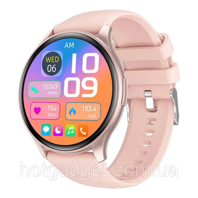 Смарт-годинник Lige ZW60 Pink з тонометром, пульсоксиметром, температура тіла, дзвінки AMOLED екран