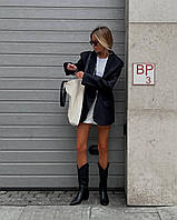Женский удлиненный оверсайз пиджак,с плечиками, на пуговицах, с карманами,размер 42-44,44-46 M/L, 44/46, Черный