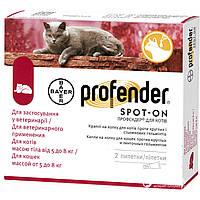 Капли для животных Bayer Профендер Спот-он для защиты от гельминтов для кошек более 5 кг 2/1.12 мл