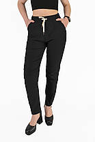 Штани жіночі яскраві літні у великих розмірах Штани стрейч Dasire бавовна Чорний колір L-XL, фото 3
