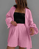 Жіночий костюм (кімоно-сорочка+шорти) зручний літній комплект, розмір: 42-44, 46-48