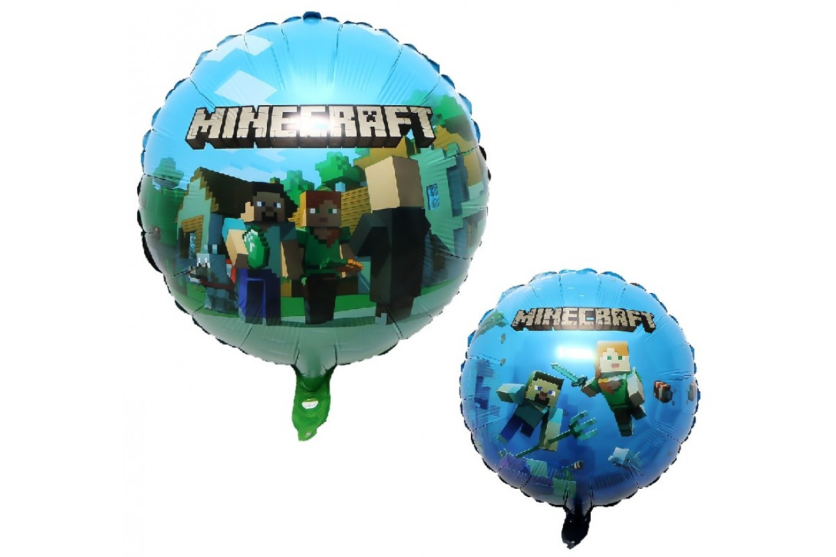 ФОЛЬГОВАНІ КУЛІ КРУГЛІ "МАЙНКРАФТ"/ Minecraft 45см.