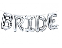 Фольгированная надпись "Bride" - серебро 16"