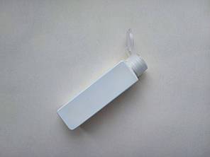 100 мл/24 мм флакон КУБ ПЕТ білий з прозорою кришкою фліп-топ 24 мм, ПЕТ пляшка, пластиковий, пластмасовий, фото 1