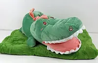 Игрушка подушка плед 3 в 1 Крокодил Зелёный 60 см