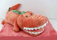 Игрушка подушка плед 3 в 1 Крокодил Оранжевый 60 см