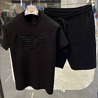 Armani Premium люкс мужской летний комплект костюм футболка и шорты черный Армани