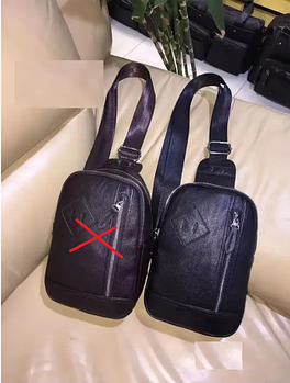 Чоловіча сумка слінг чорна на блискавці з кишенею 25*16 см зі штучної шкіри Liza