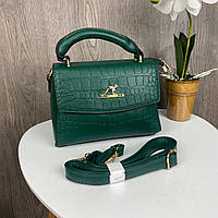 Зеленая Женская сумочка клатч Кенгуру под рептилию маленькая сумка для прогулок Salex Зелена Жіноча сумочка