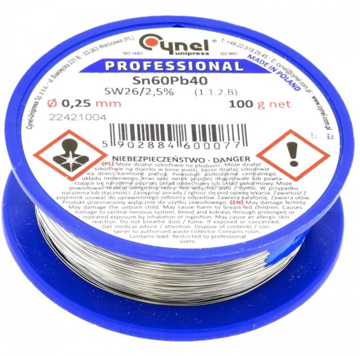 Припой Cynel Professional LC60-0.25/0.1 (Sn60Pb40-SW26)