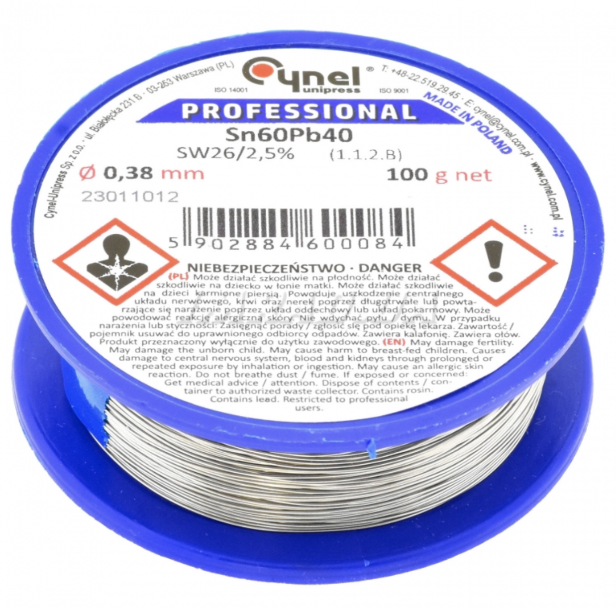 Припой Cynel Professional LC60-0.38/0.1 (Sn60Pb40-SW26)