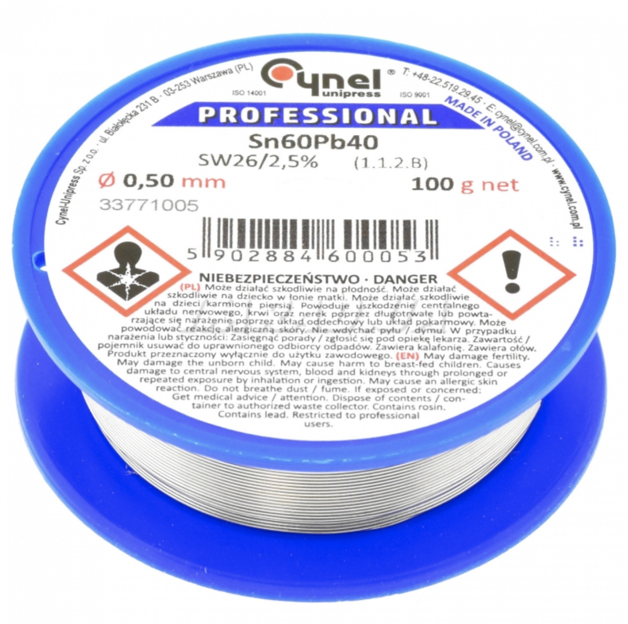 Припой Cynel Professional LC60-0.50/0.1 (Sn60Pb40-SW26)