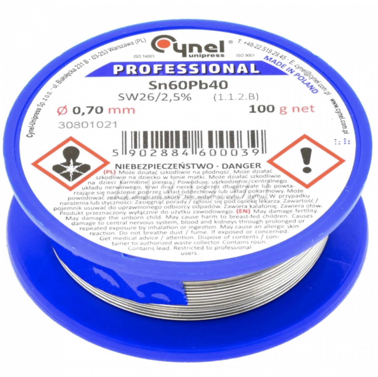 Припой Cynel Professional LC60-0.70/0.1 (Sn60Pb40-SW26)
