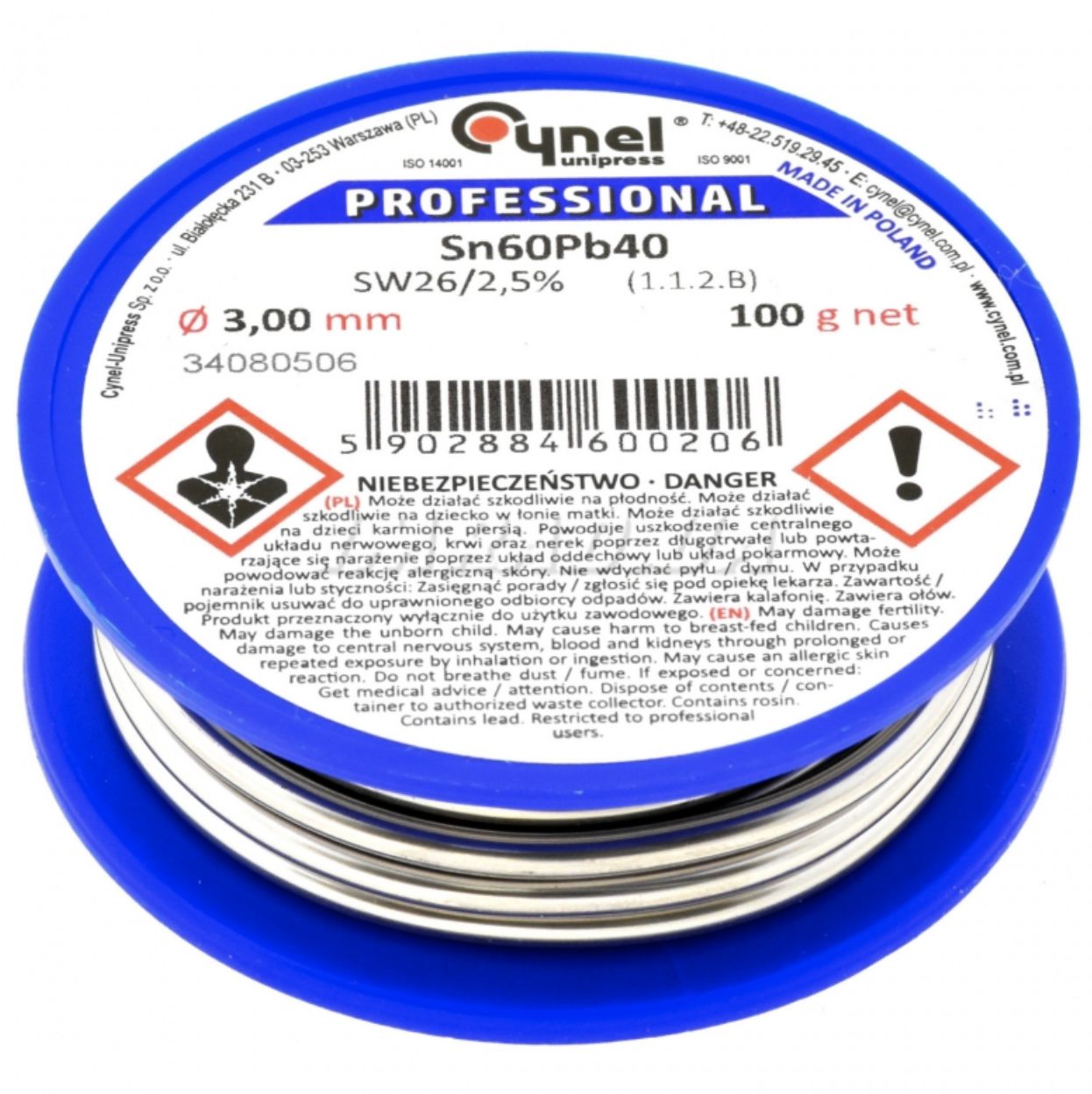 Припой Cynel Professional LC60-3.00/0.1 (Sn60Pb40-SW26)