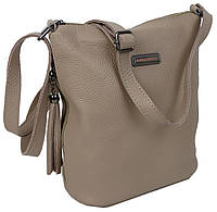 Кожаная женская сумка на плечо Borsacomoda бежевая из натуральной кожи Seli Шкіряна жіноча сумка на плече