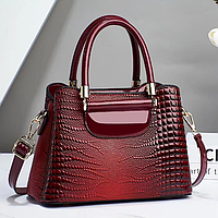Красная женская лаковая сумочка рептилия небольшая сумка под стиль крокодила Shoper Червона Жіноча лакова