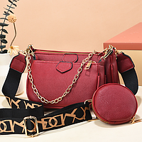 Женская мини сумочка клатч мульти сумка 3в1 набор сумок кросс-боди через плечо Красный Adore Жіноча міні