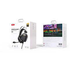 Ігрові навушники XO-GE-07 Static RGB Long mic USB+Dual 3.5mm Колір Чорний