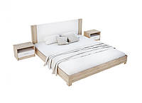 Кровать Мебель Сервис Маркос с прикроватными тумбочками + ортопедический вклад Дуб Сонома Бел KB, код: 1340600