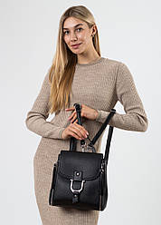 Жіночий рюкзак чорний із декоративними блискавками Polina-сумка