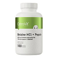 Натуральная добавка OstroVit Betaine HCl + Pepsin, 100 капсул
