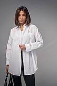 Удлиненная рубашка женская на пуговицах - белый цвет, M (есть размеры)