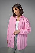 Удлиненная рубашка женская на пуговицах - розовый цвет, L (есть размеры)