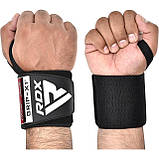 Бинти для зап'ясть (кистьові бинти) RDX W3 Gym Wrist Wraps Full Black, фото 5
