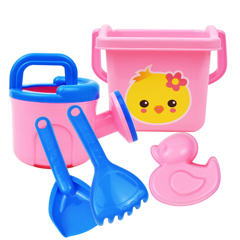 Набір для піску відро і лійка (5 шт) Рожевий від Obetty (108-561), фото 1