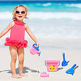Набір для піску відро і лійка (5 шт) Рожевий від Obetty (108-561), фото 5