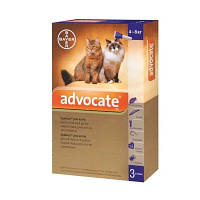 Капли для животных Bayer Адвокат от заражений эндо и экто паразитами для кошек 4-8 кг 3/0.8 мл (4007221031970)