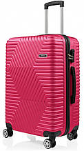 Велика пластикова валіза на колесах 115L GD Polo рожева