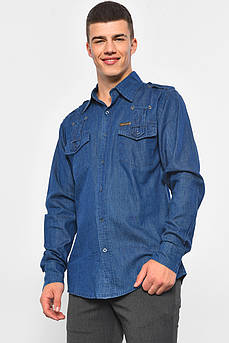 Сорочка чоловіча джинсова синього кольору 175424S
