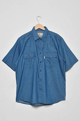 Сорочка чоловіча батальна джинсова синього кольору 175174T Безкоштовна доставка