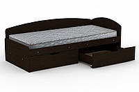Односпальная кровать с ящиками Компанит-90+2С венге EM, код: 6541227