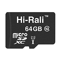 Карта Пам'яті  Hi-Rali MicroSDXC 64gb UHS-1 10 Class Колір Чорний