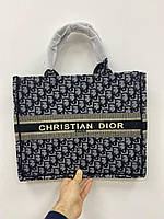 Жіноча сумка Шопер Christian Dior темний текстиль